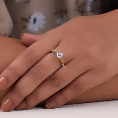 Solitaire Round Moissanite Dual Pikachu Pokemon Ring - alternate view