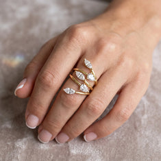 OctaPearl Marquise & Pear Bypass Lab Grown Diamond Five Stone Engagement Wrap Ring - alternate view