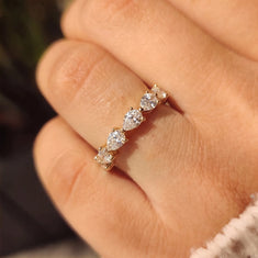 OctaPearl Pear Cut Lab Grown Diamond Minimalist Full Eternity Wedding Band - alternate view
