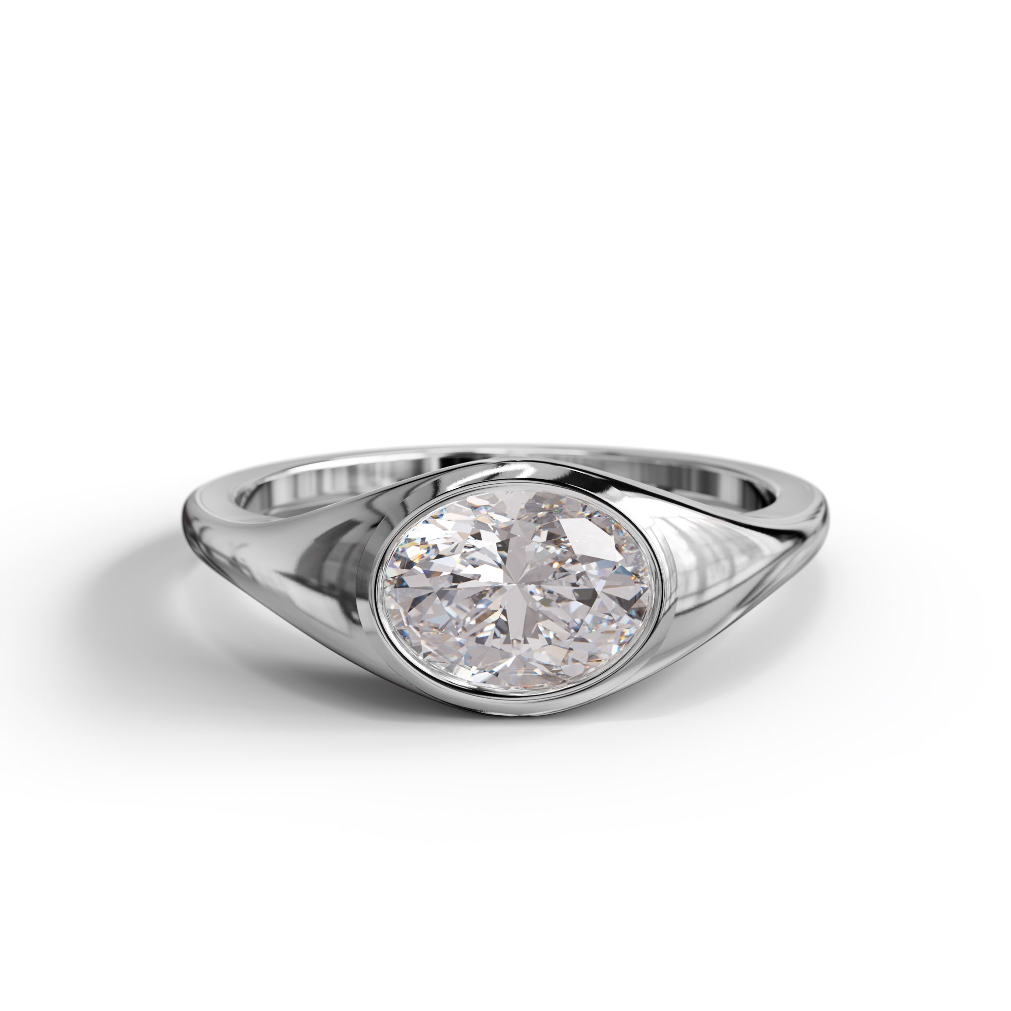 Luxury Oval Moissanite Minimal Flush Set Ring for Women