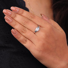 Luxury Oval Moissanite Minimal Flush Set Ring for Women - alternate view