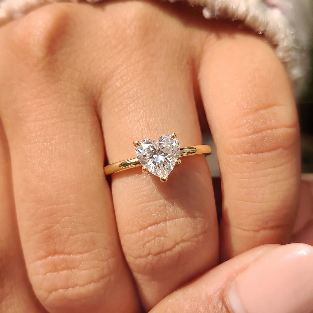 OctaPearl 1 ct Heart Cut Lab Grown Diamond Solitaire Engagement Ring