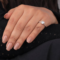 Hand wearing a diamond ring on a dark background, Classic Solitaire Bridal Wedding Ring, 14K Gold Heart Moissanite Promise Ring, Elegant Heart Shape Moissanite Wedding Jewelr