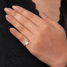 Solitaire Heart Moissanite Classic Engagement Wedding Ring - alternate view