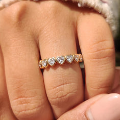 OctaPearl Bezel Set Heart Cut Lab Grown Diamond Minimalist Full Eternity Wedding Band - alternate view