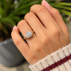 OctaPearl 1 ct Pear Cut Lab Grown Diamond Curved Solitaire Engagement Ring - alternate view