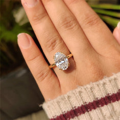 OctaPearl 3 ct Oval Cut Hidden Halo Lab Grown Diamond Engagement Ring - alternate view