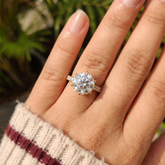 OctaPearl 3 ct Round Cut Lab Grown Diamond Pavé Engagement Ring - alternate view