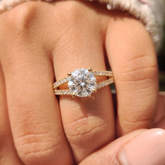 OctaPearl 1.5 ct Round Lab Grown Diamond Split Shank Pave Engagement Ring - alternate view