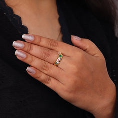 Multi Gemstone Gold Band Ring – Colorful Sapphire Ruby Emerald