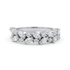 Marquise Cluster Moissanite Diamond Wedding Band