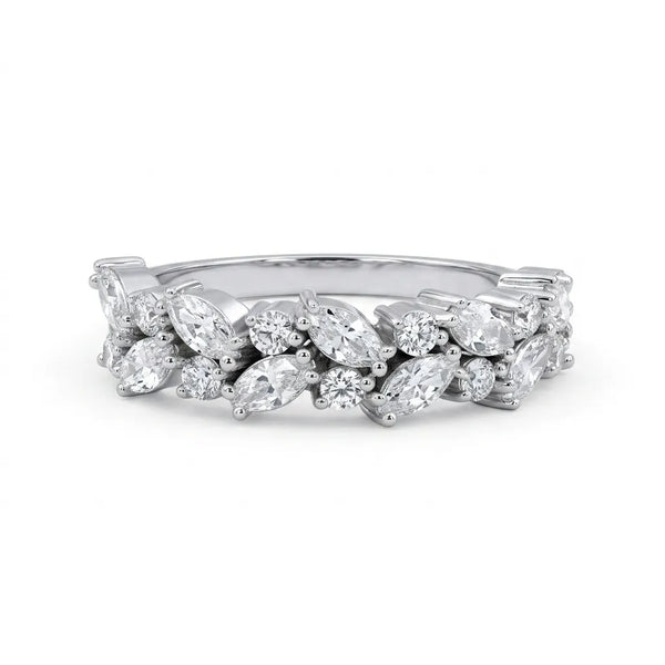 Marquise Cluster Moissanite Diamond Wedding Band