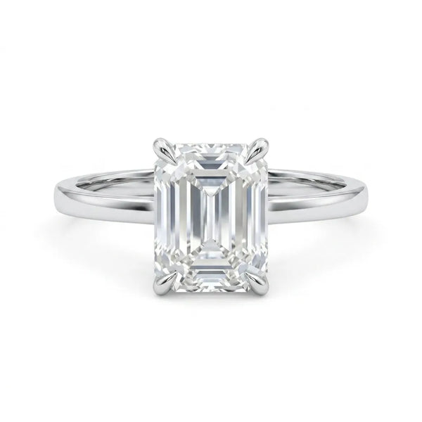 Emerald Cut Moissanite Diamond Solitaire Ring