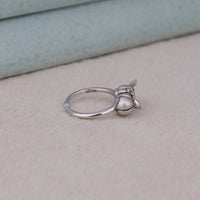 Silver ring with a small ball on a beige surface, Gaming Inspired Pokémon Jewelry Ring, Affordable Kawaii Anime Jewelry, Pokémon Inspired Couple Promise Ring