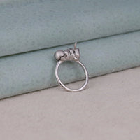 Silver ring with a small elephant charm on a textured surface, Playful Eevee & Pikachu Inspired Ring, Geek Culture Inspired Jewelry For Women, Anime Cosplay Gift For Pokémon Lovers