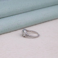 Silver ring with a diamond on a light gray surface, Edwardian Filigree Ring, 1920s Art Deco Ring, Engraved Shank Ring, Vintage Inspired Engagement Ring, Antique Style Ring for Women