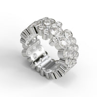 Bubble Bezel Set Round Moissanite Eternity Wedding Band, Stackable Anniversary Ring for Women
