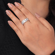 Bubble Bezel Set Round Moissanite Eternity Wedding Band, Stackable Anniversary Ring for Women - alternate view