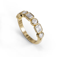 Seven Stone Moissanite Eternity Band – Emerald & Round Cut