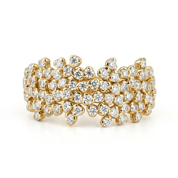 Cluster Moissanite Diamond Wide Band Statement Ring