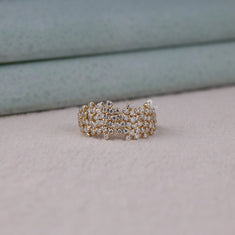 Cluster Moissanite Diamond Wide Band Statement Ring - alternate view