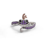 Monster Randall Boggs inspired Ring With Amethyst & Black Onyx CZ Round Stone