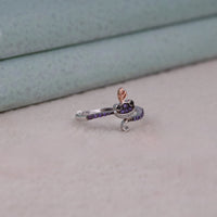 Silver ring with purple gemstones on a light gray surface, Unique Randall Boggs Monster Ring – Amethyst and Black Onyx CZ Round Stone Band