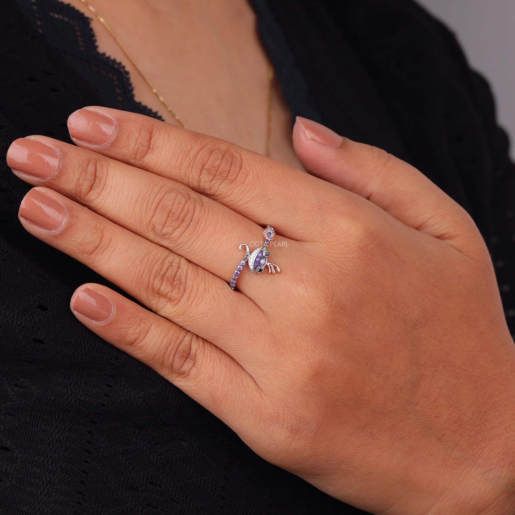 Randall Rings Monster Randall Boggs inspired Ring With Amethyst & Black Onyx CZ Roun ...