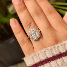 OctaPearl 1.50 ct Oval Halo Lab Grown Diamond Floral Engagement Ring - alternate view