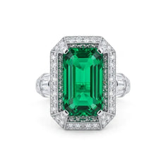 Emerald Cut Green CZ Cocktail Statement Ring