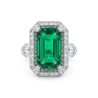 Emerald Cut Green CZ Cocktail Statement Ring
