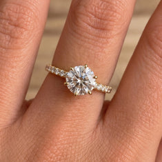 OctaPearl 5 ct Round Hidden Halo Lab Grown Diamond Pavé Engagement Ring - alternate view