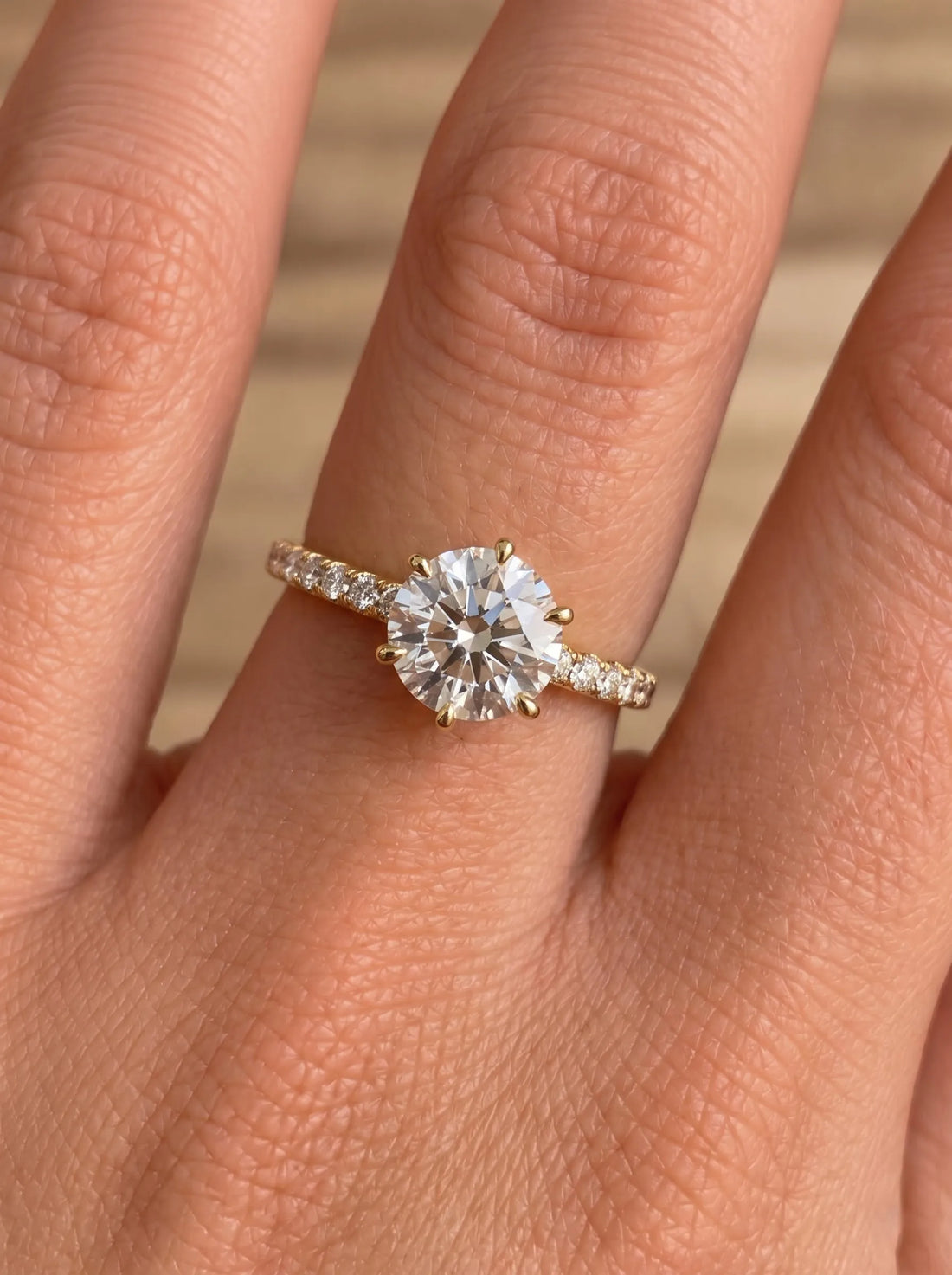 OctaPearl 5 ct Round Hidden Halo Lab Grown Diamond Pavé Engagement Ring