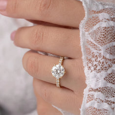 OctaPearl 6.5 ct Round Hidden Halo Lab Grown Diamond Pavé Engagement Ring - alternate view