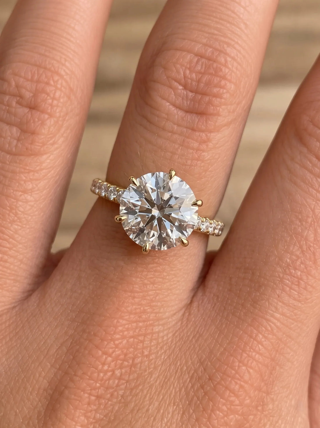 OctaPearl 7.5 ct Round Hidden Halo Lab Grown Diamond Pavé Engagement Ring