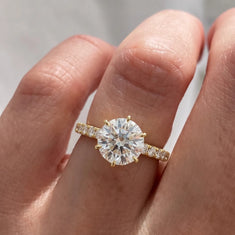 OctaPearl 2.5 ct Round Cut Lab Grown Diamond Pavé Engagement Ring - alternate view