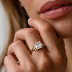 OctaPearl 1 ct Asscher Cut Lab Grown Diamond Celtic Knot Solitaire Engagement Ring - alternate view