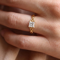 OctaPearl 1 ct Princess Cut Lab Grown Diamond Celtic Knot Solitaire Engagement Ring - alternate view