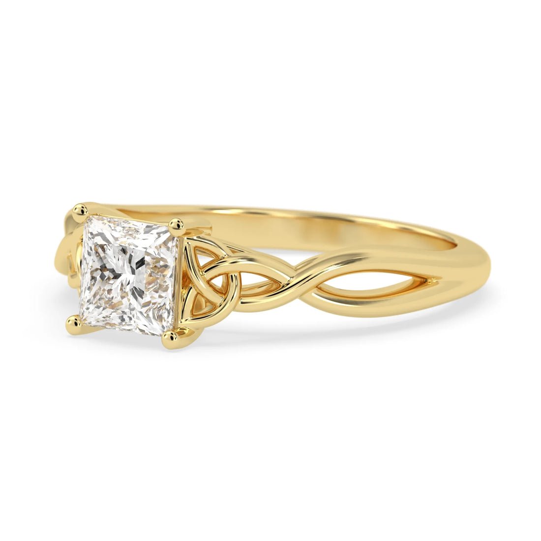 OctaPearl 1 ct Princess Cut Lab Grown Diamond Celtic Knot Solitaire Engagement Ring - Yellow Gold