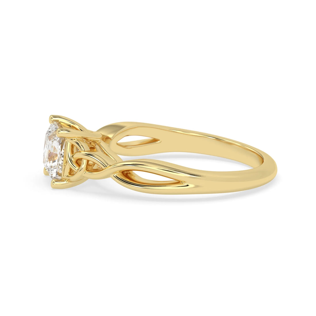 OctaPearl 1 ct Princess Cut Lab Grown Diamond Celtic Knot Solitaire Engagement Ring - Yellow Gold