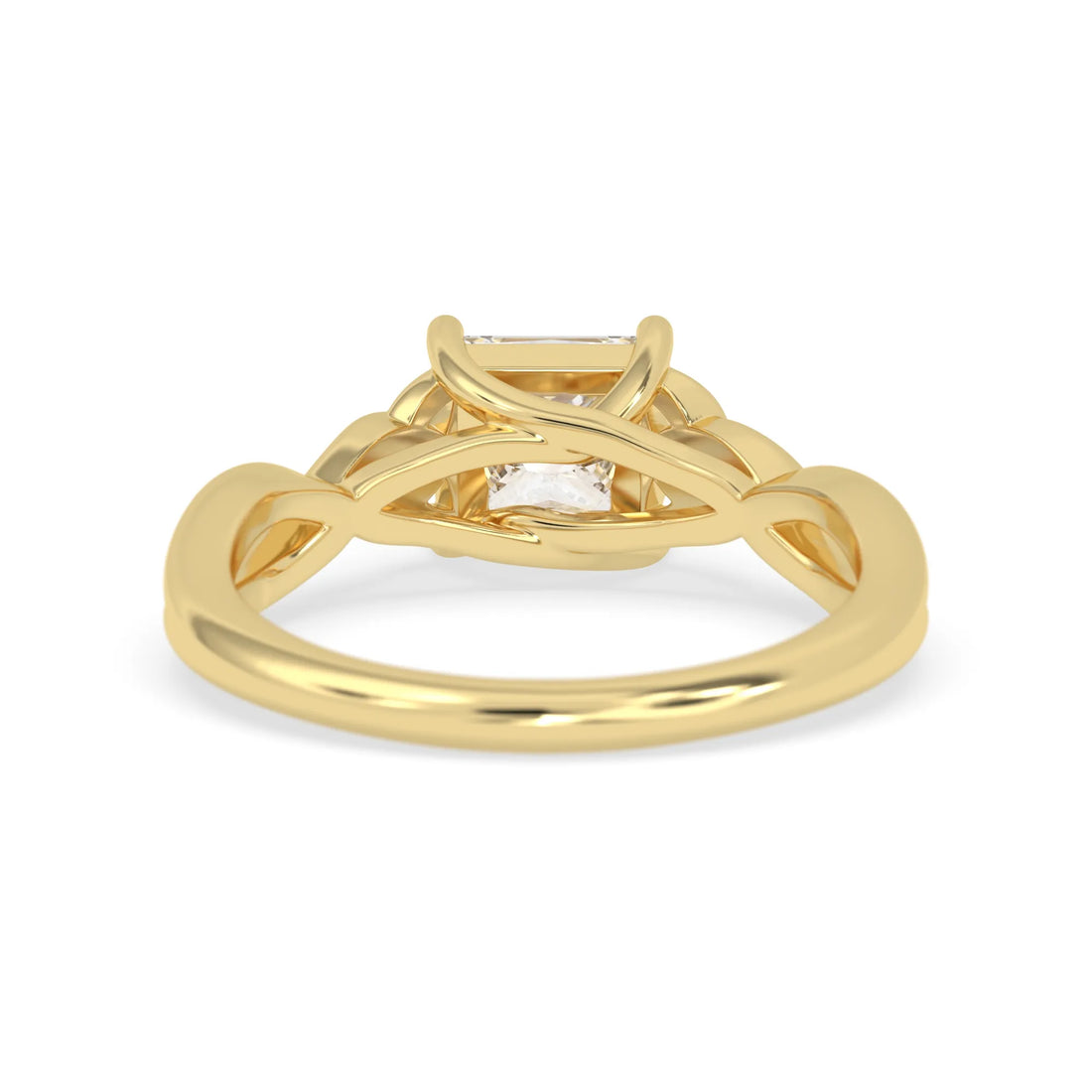 OctaPearl 1 ct Princess Cut Lab Grown Diamond Celtic Knot Solitaire Engagement Ring - Yellow Gold