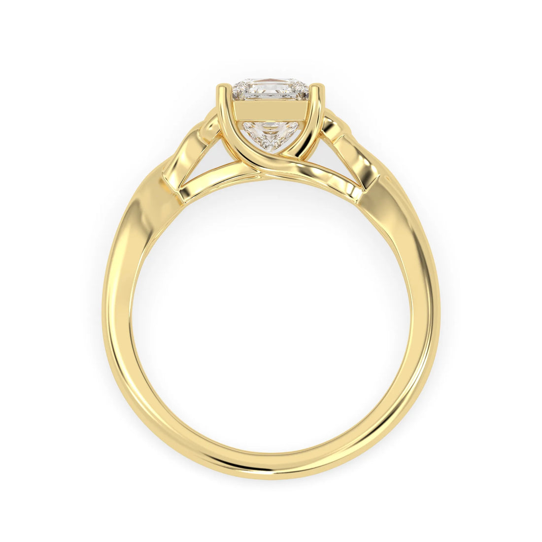 OctaPearl 1 ct Princess Cut Lab Grown Diamond Celtic Knot Solitaire Engagement Ring - Yellow Gold