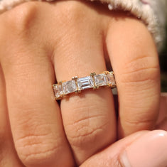 OctaPearl Emerald Cut Lab Grown Diamond Full Eternity Wedding Band - alternate view