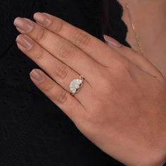 Round Moissanite Milgrain Antique Edwardian Fan Inspire Ring - alternate view