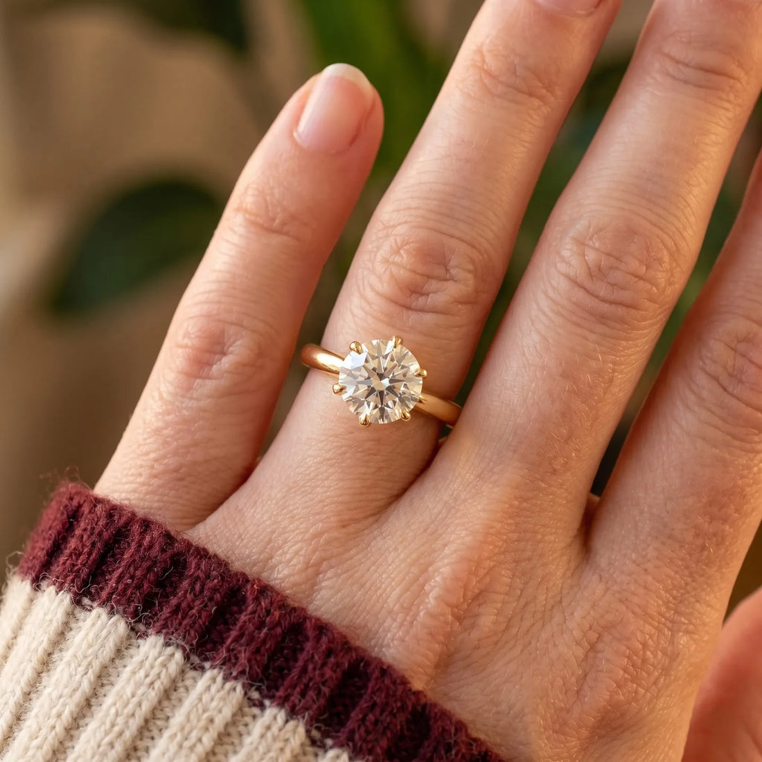 OctaPearl 2 ct Round Cut Lab Grown Diamond Solitaire Engagement Ring