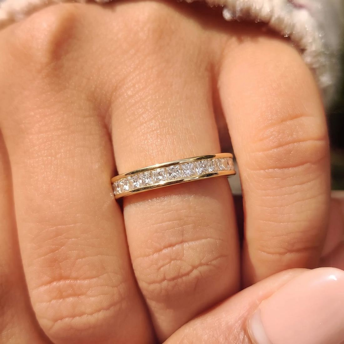 OctaPearl Princess Channel Set Lab Grown Diamond Full Eternity Wedding Band