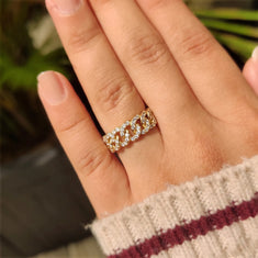 OctaPearl Round Cut Lab Grown Diamond Cuban Link Half Eternity Unisex Wedding Band - alternate view