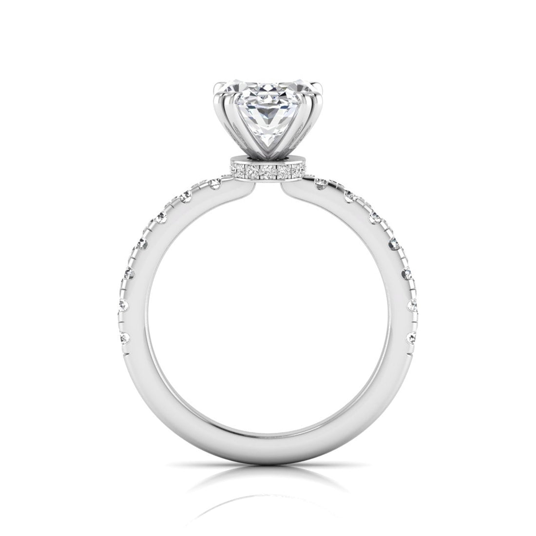 OctaPearl 2 ct Oval Cut Prong Set Lab Grown Diamond Hidden Halo Engagement Ring