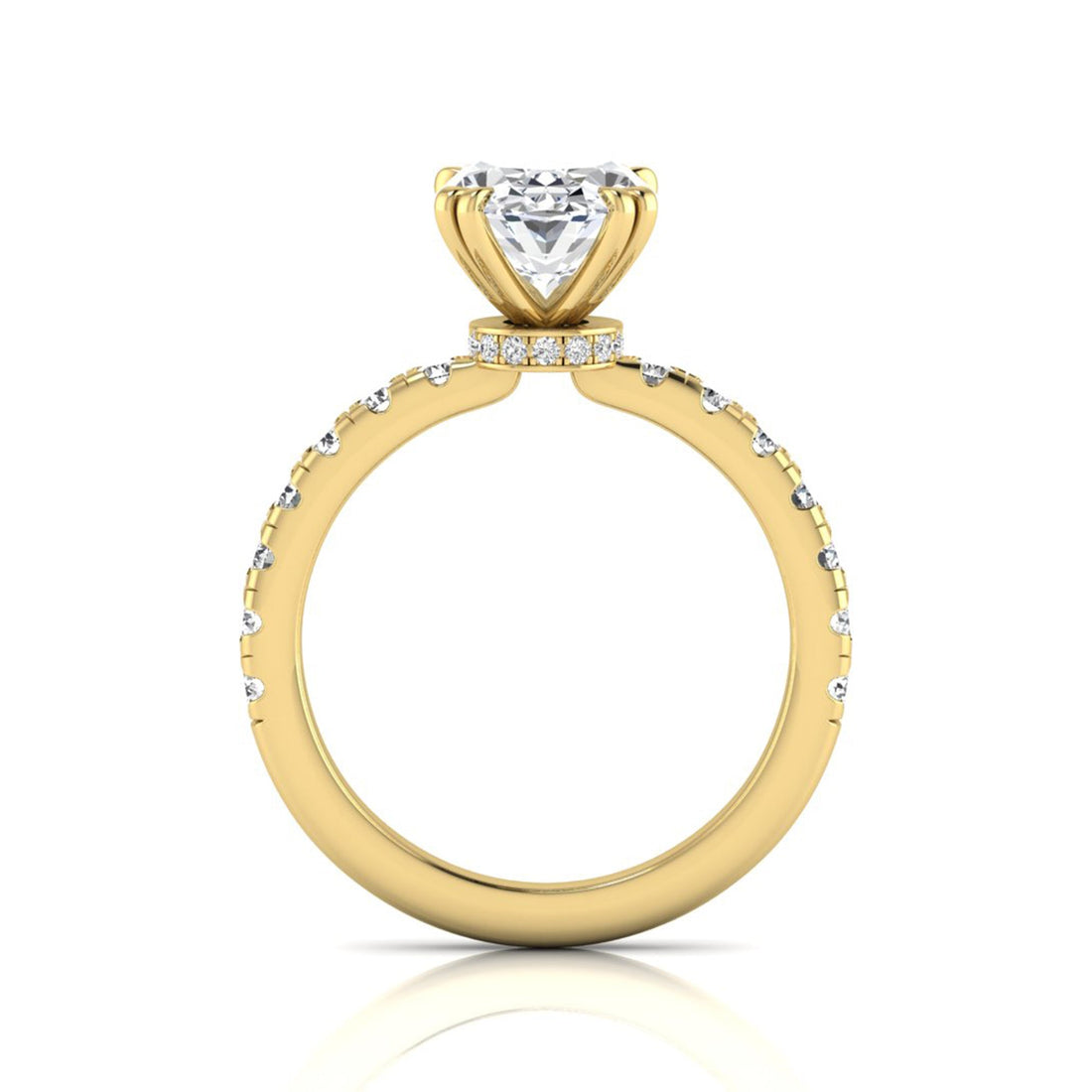 OctaPearl 2 ct Oval Cut Prong Set Lab Grown Diamond Hidden Halo Engagement Ring