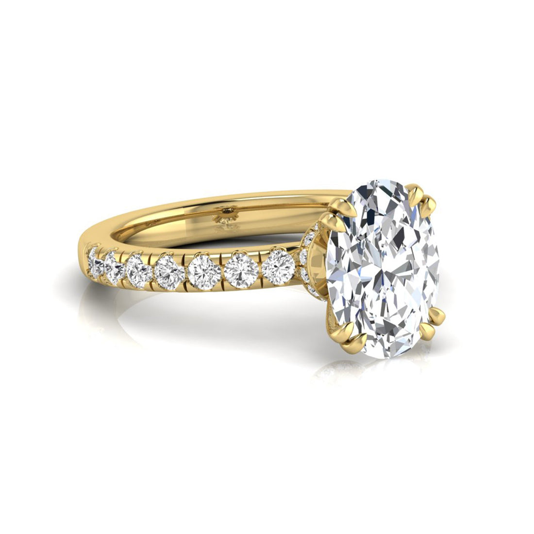 OctaPearl 2 ct Oval Cut Prong Set Lab Grown Diamond Hidden Halo Engagement Ring
